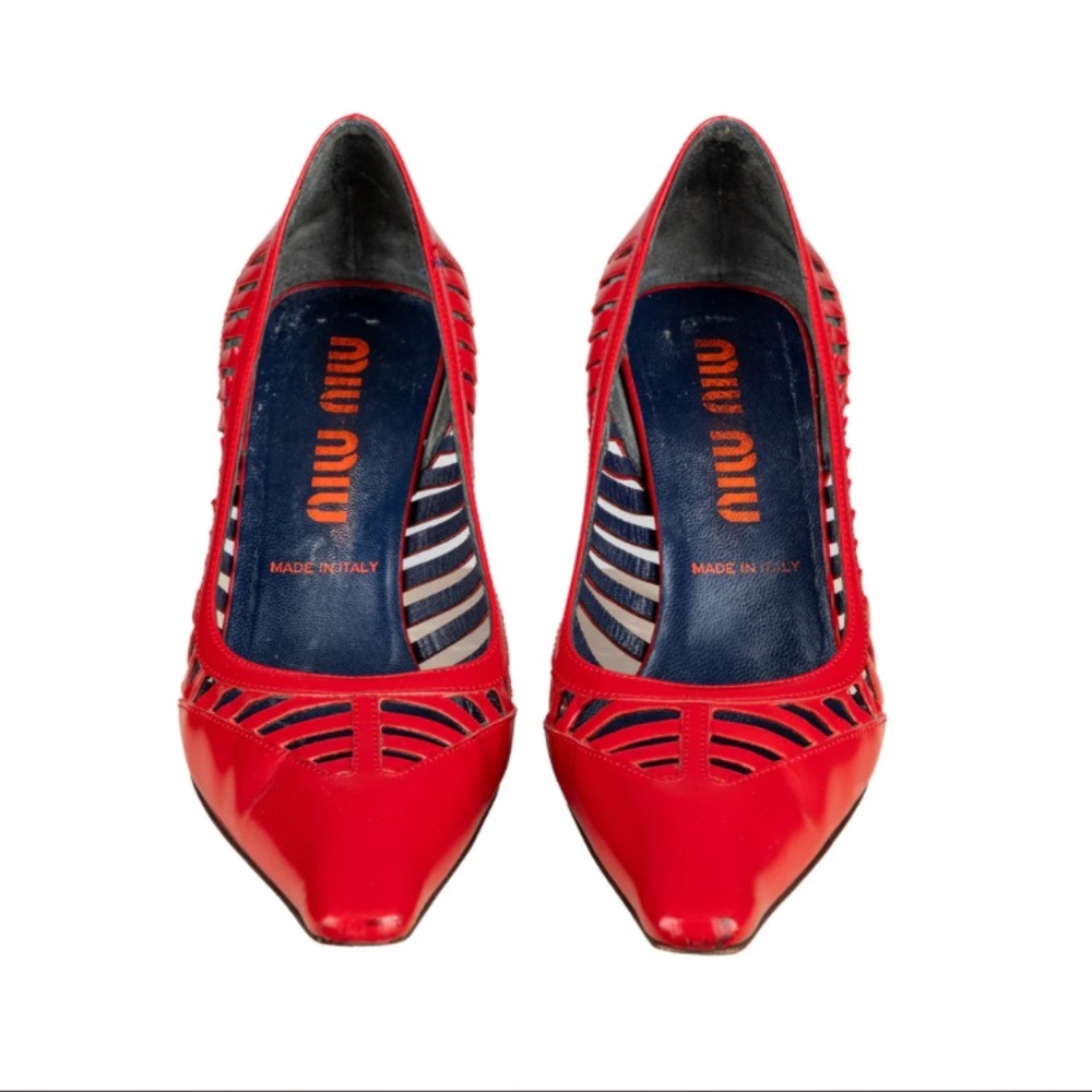 Vintage Miu Miu Red Cut Out Heels size 38.5